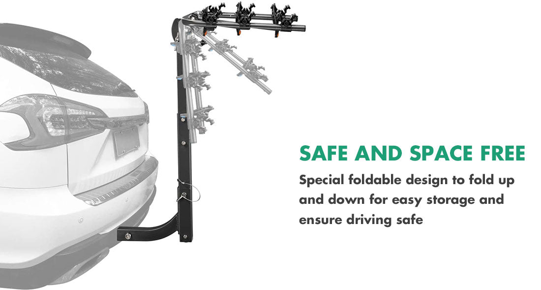 3-Bike Car Rear Rack | Foldable Steel Hitch Mount | Towbar Bicycle Carrier