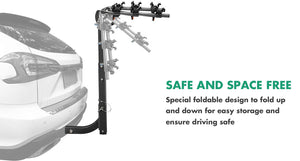 3-Bike Car Rear Rack | Foldable Steel Hitch Mount | Towbar Bicycle Carrier