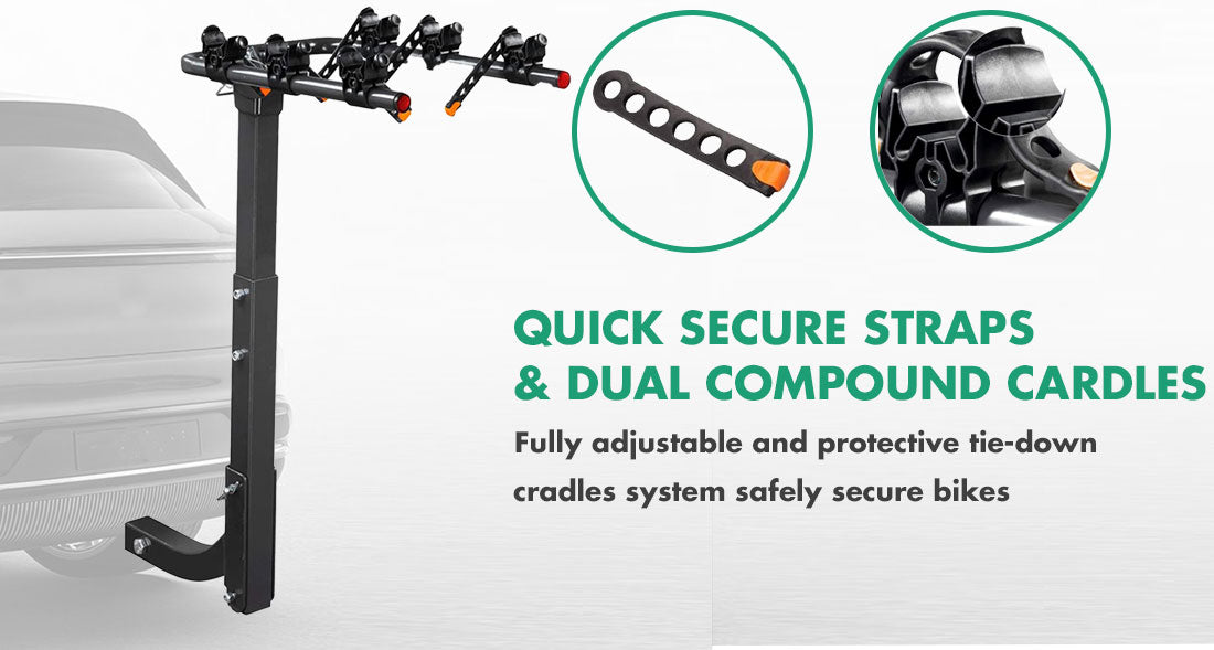 3-Bike Car Rear Rack | Foldable Steel Hitch Mount | Towbar Bicycle Carrier