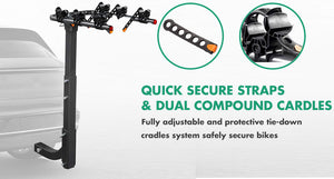 3-Bike Car Rear Rack | Foldable Steel Hitch Mount | Towbar Bicycle Carrier