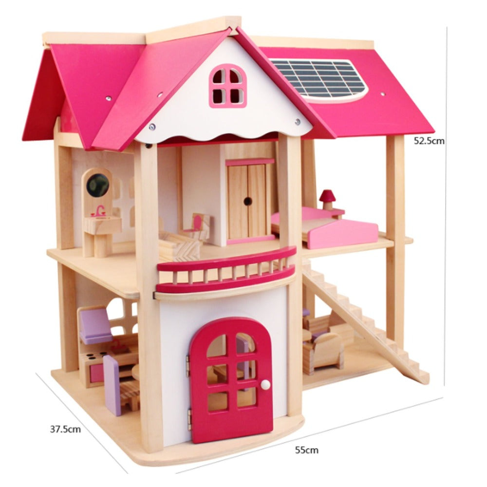 Wooden DIY Doll House | 3-Level | Pretend Play Toys | Full Furniture Set
