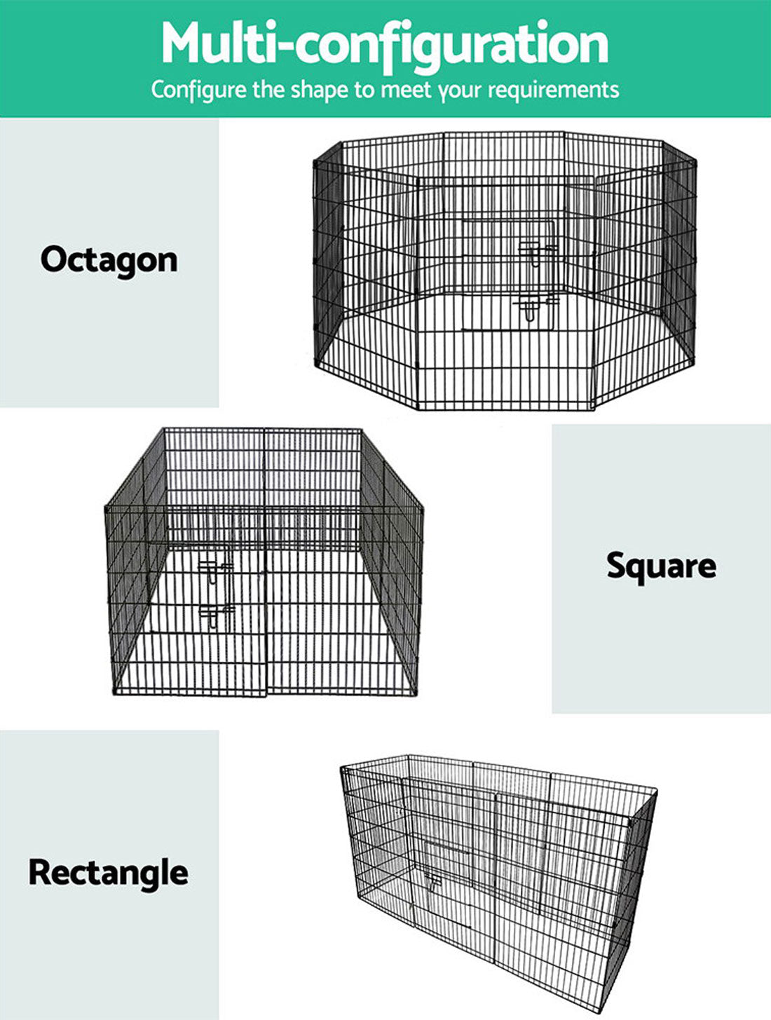 24" 8-Panel Pet Playpen | Dog Puppy Exercise Cage | Enclosure Fence