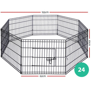 24" 8-Panel Pet Playpen | Dog Puppy Exercise Cage | Enclosure Fence