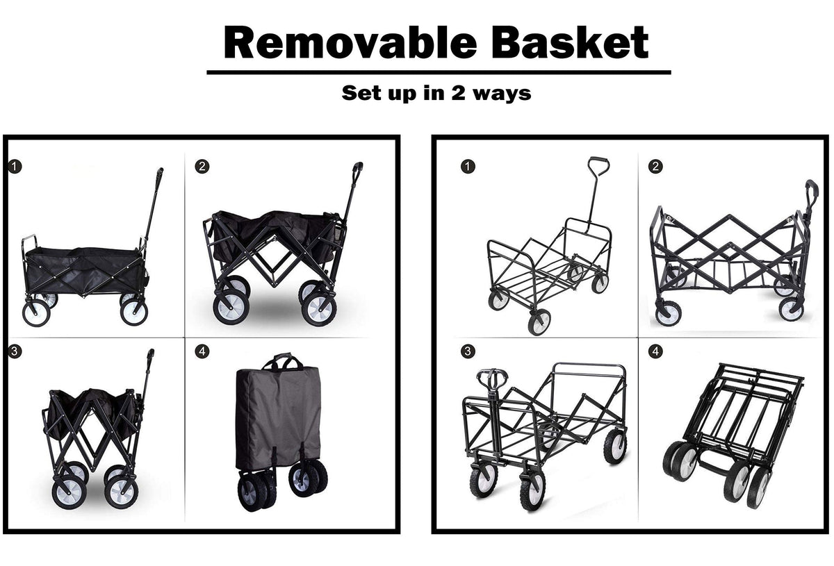 Foldable Collapsible Wagon Cart | Garden Beach Outdoor Trolley | Fishing Camping