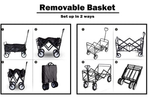 Foldable Collapsible Wagon Cart | Garden Beach Outdoor Trolley | Fishing Camping