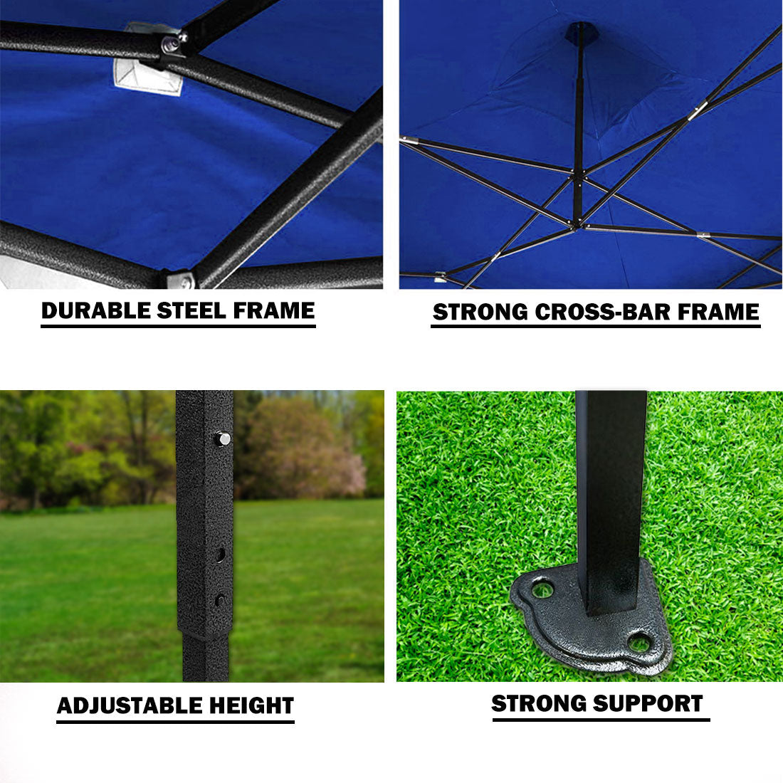 3x3m Pop-Up Gazebo | Outdoor Folding Marquee | Market Tent w/ Side Wall | Blue