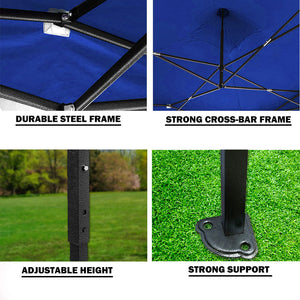 3x3m Pop-Up Gazebo | Outdoor Folding Marquee | Market Tent w/ Side Wall | Blue