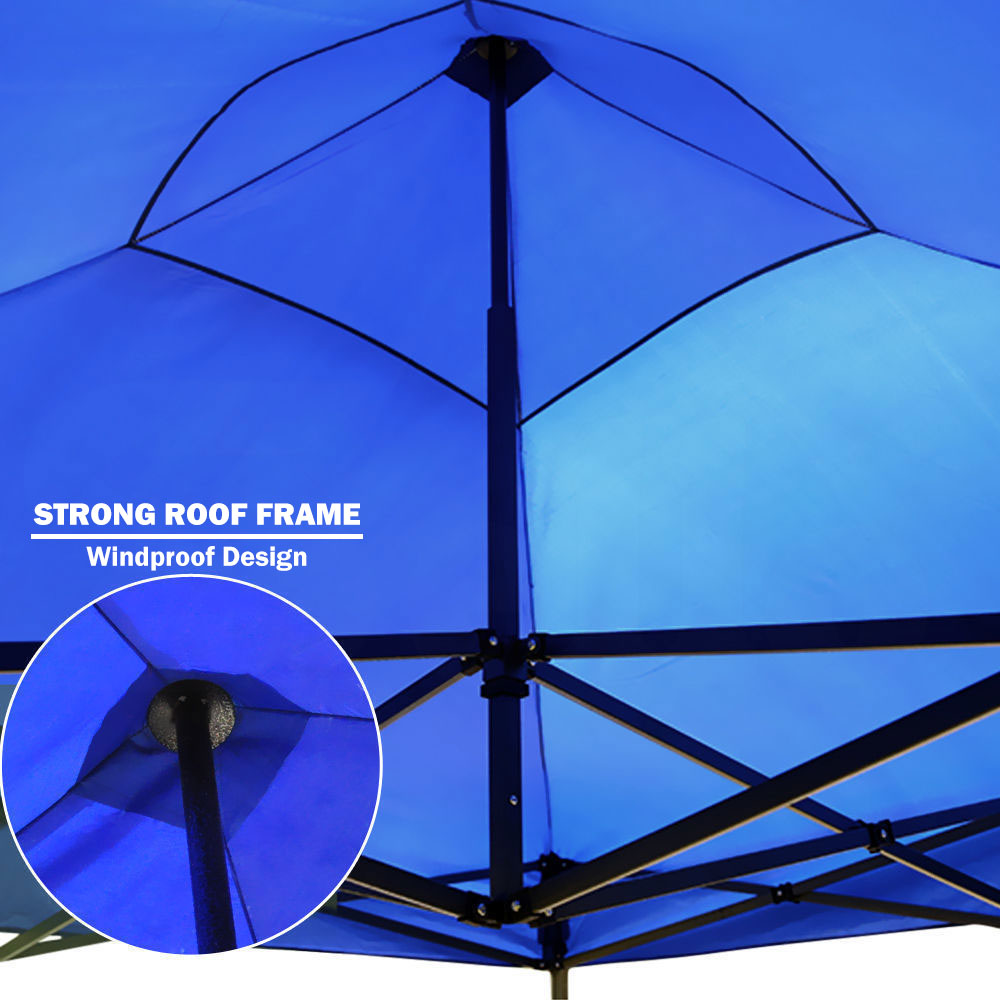 3x3m Pop-Up Gazebo | Outdoor Folding Marquee | Market Tent w/ Side Wall | Blue