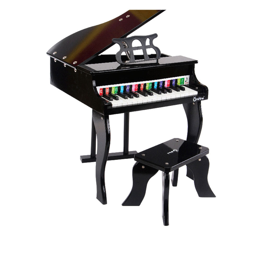Kids Wooden Pretend Musical Toy | Mini 30-Key Piano | Baby Children Grand Style | Black