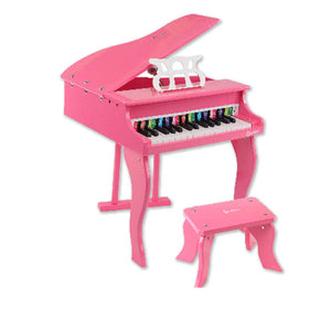 Kids Wooden Pretend Musical Toy | Mini 30-Key Piano | Baby Children Grand Style | Pink