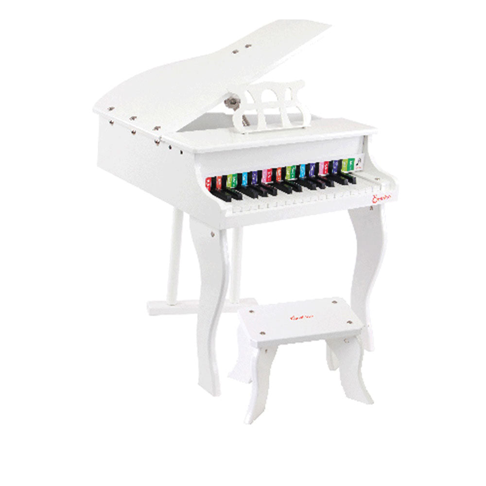 Kids Wooden Pretend Musical Toy | Mini 30-Key Piano | Baby Children Grand Style | White