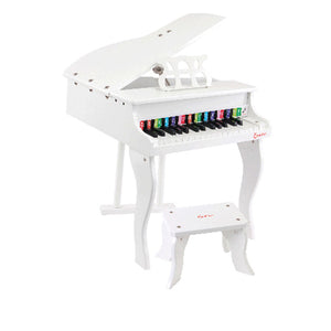 Kids Wooden Pretend Musical Toy | Mini 30-Key Piano | Baby Children Grand Style | White