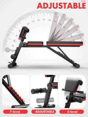 Adjustable FID Weight Bench | Ab Incline Sit-Up Press | Home Gym Workout