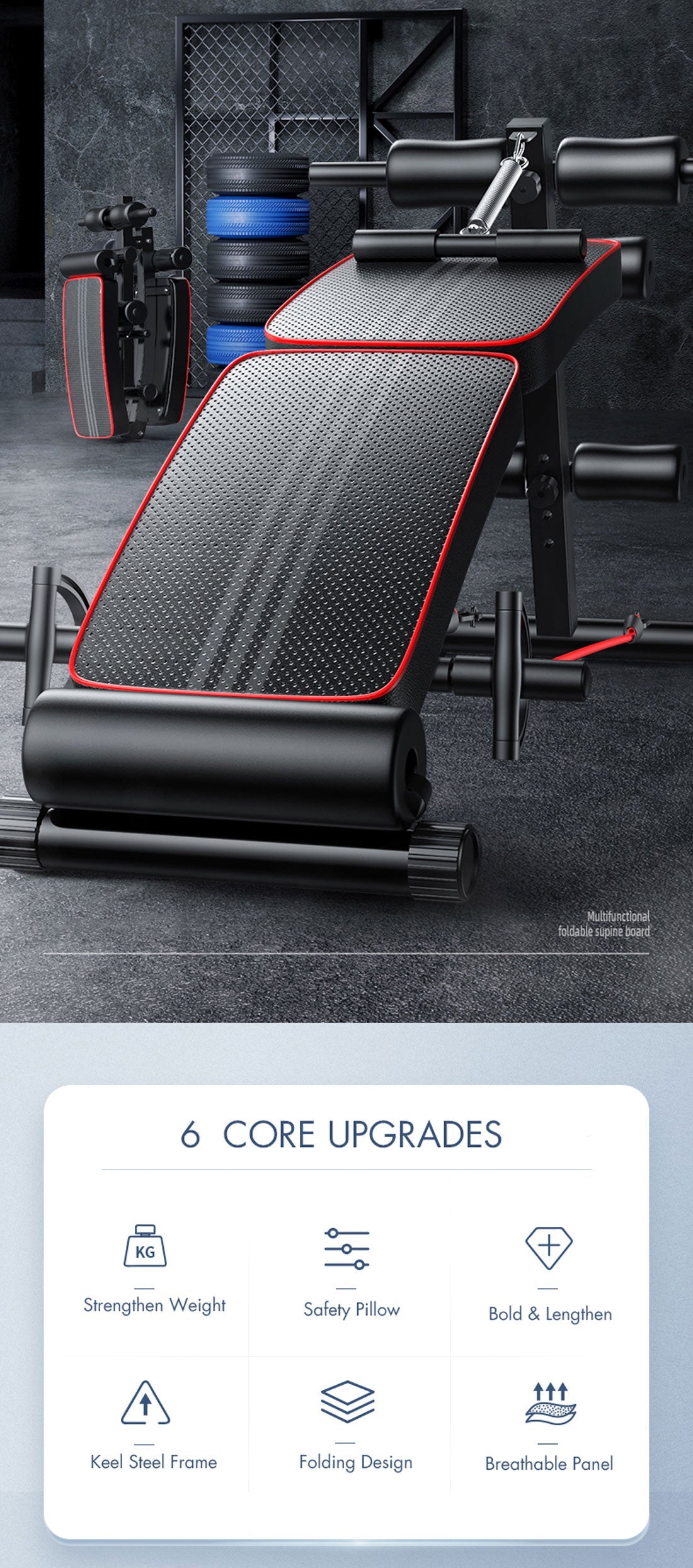 Foldable Weight Sit-Up Bench | Adjustable Press Home Gym | Abdominal Exercise