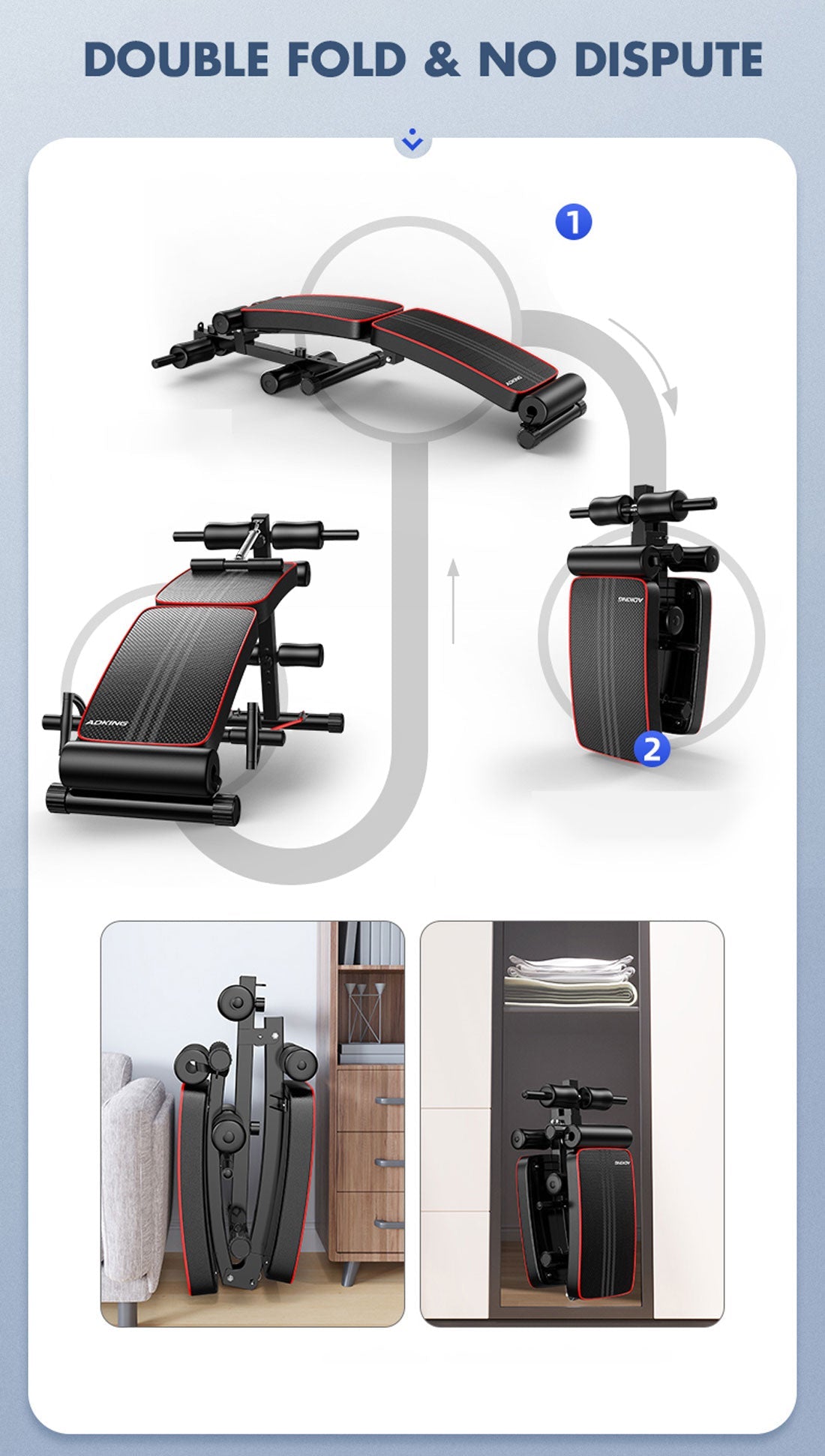 Foldable Weight Sit-Up Bench | Adjustable Press Home Gym | Abdominal Exercise