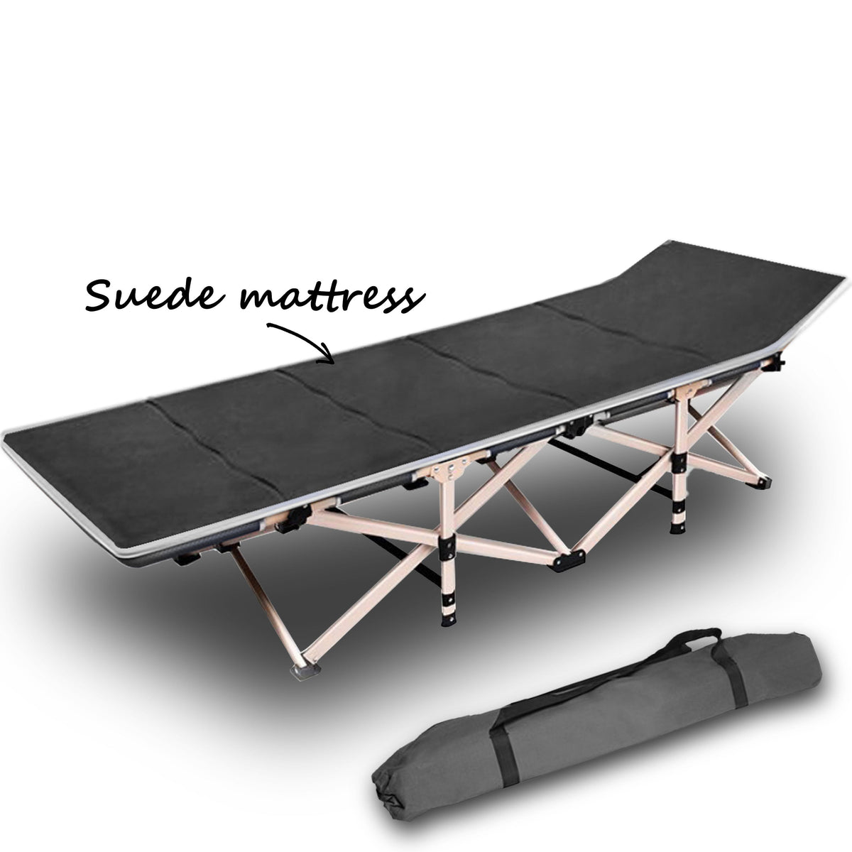 Camping Stretcher | Single Foldable Bed | Recliner Mat | Grey