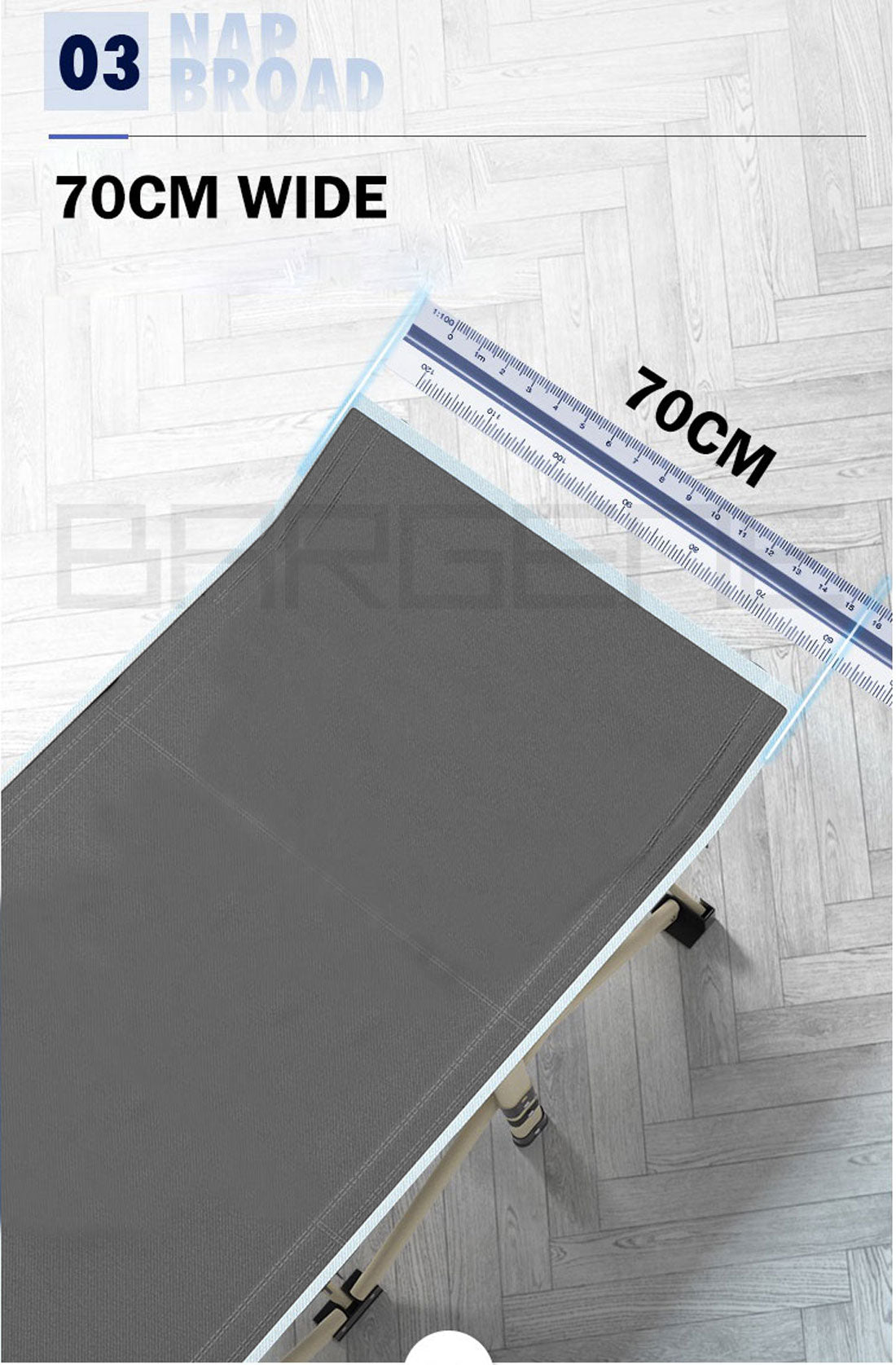Camping Stretcher | Single Foldable Bed | Recliner Mat | Grey