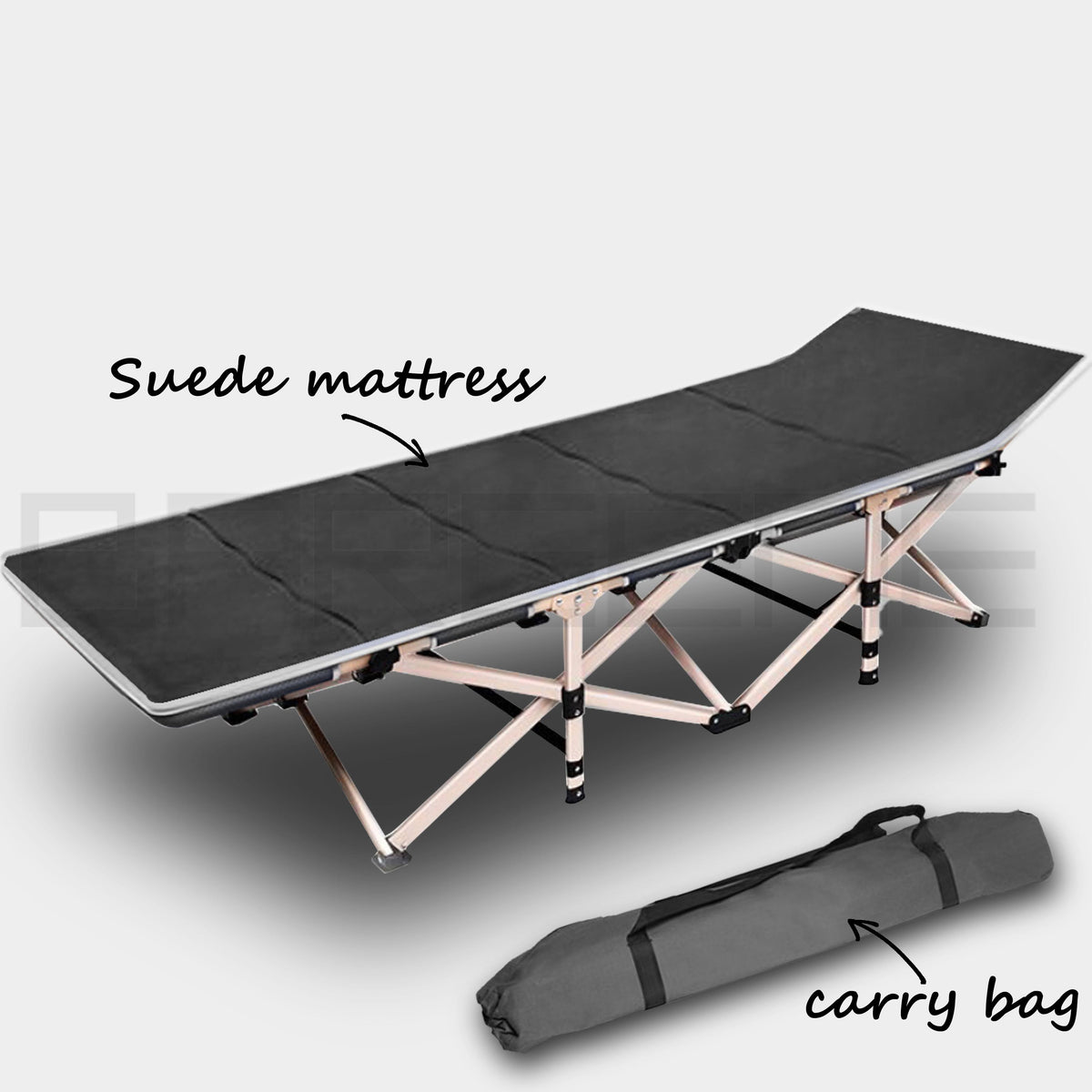 Camping Stretcher | Single Foldable Bed | Recliner Mat | Grey