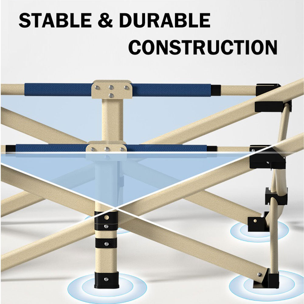 Deluxe Aluminium Camping Kitchen | Foldable Picnic Table w/ Windshield & Cupboard
