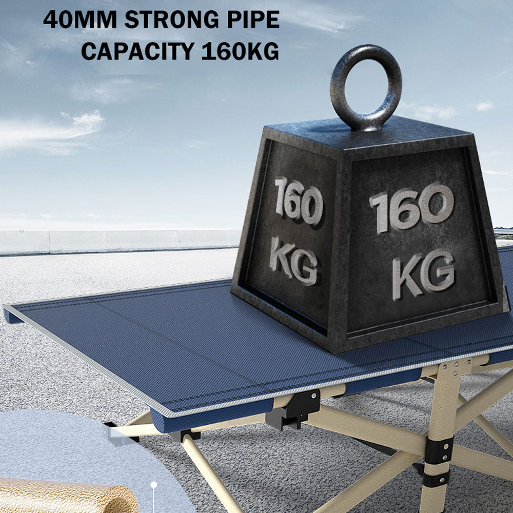 Camping Stretcher | Single Foldable Bed | Recliner Mat | Navy