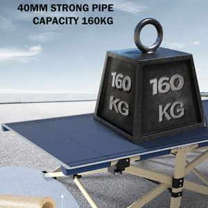 Camping Stretcher | Single Foldable Bed | Recliner Mat | Navy