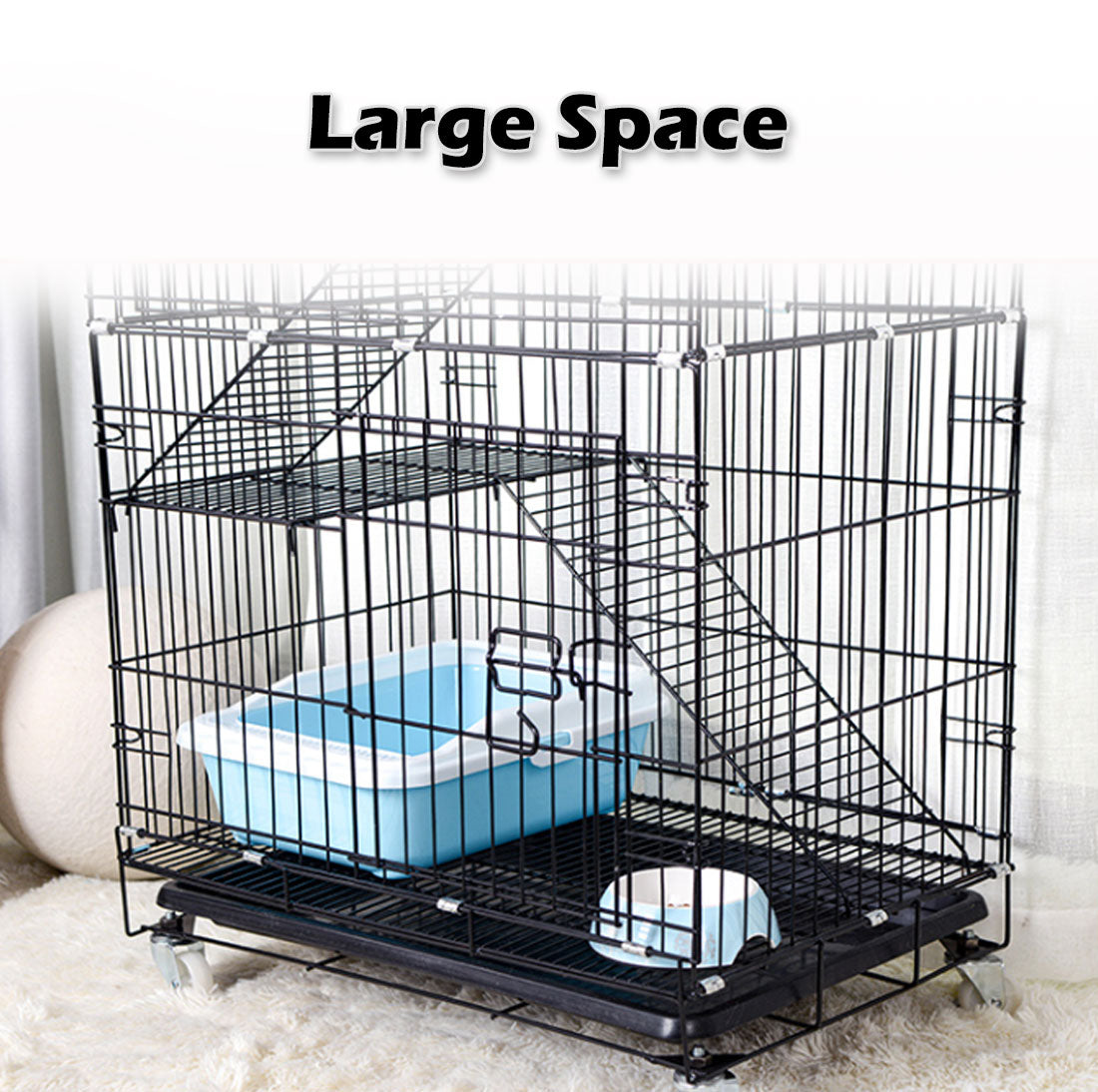 3-Level Rabbit & Bird Cage | Pet Aviary | Ferret Parrot Hamster Home | Large