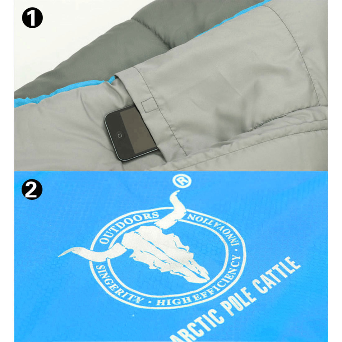Outdoor Camping Envelope Sleeping Bag | Thermal Tent Hiking Winter | -15°C | Blue