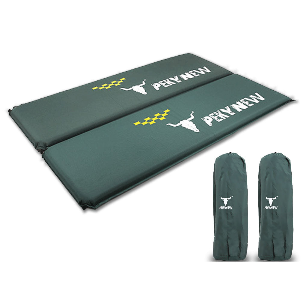 Double Self-Inflating Mat | Joinable Air Bed | Camping Sleeping Pad | Green
