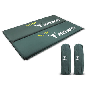 Double Self-Inflating Mat | Joinable Air Bed | Camping Sleeping Pad | Green