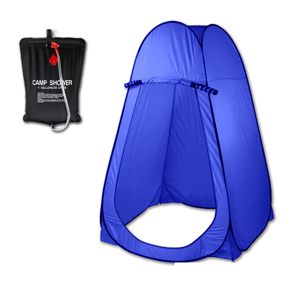Pop-Up Portable Privacy Shower Room Tent & 20L Camping Water Bag | Blue