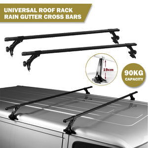 120cm Universal Rain Gutter Car Roof Racks | Black Adjustable Brackets | Medium