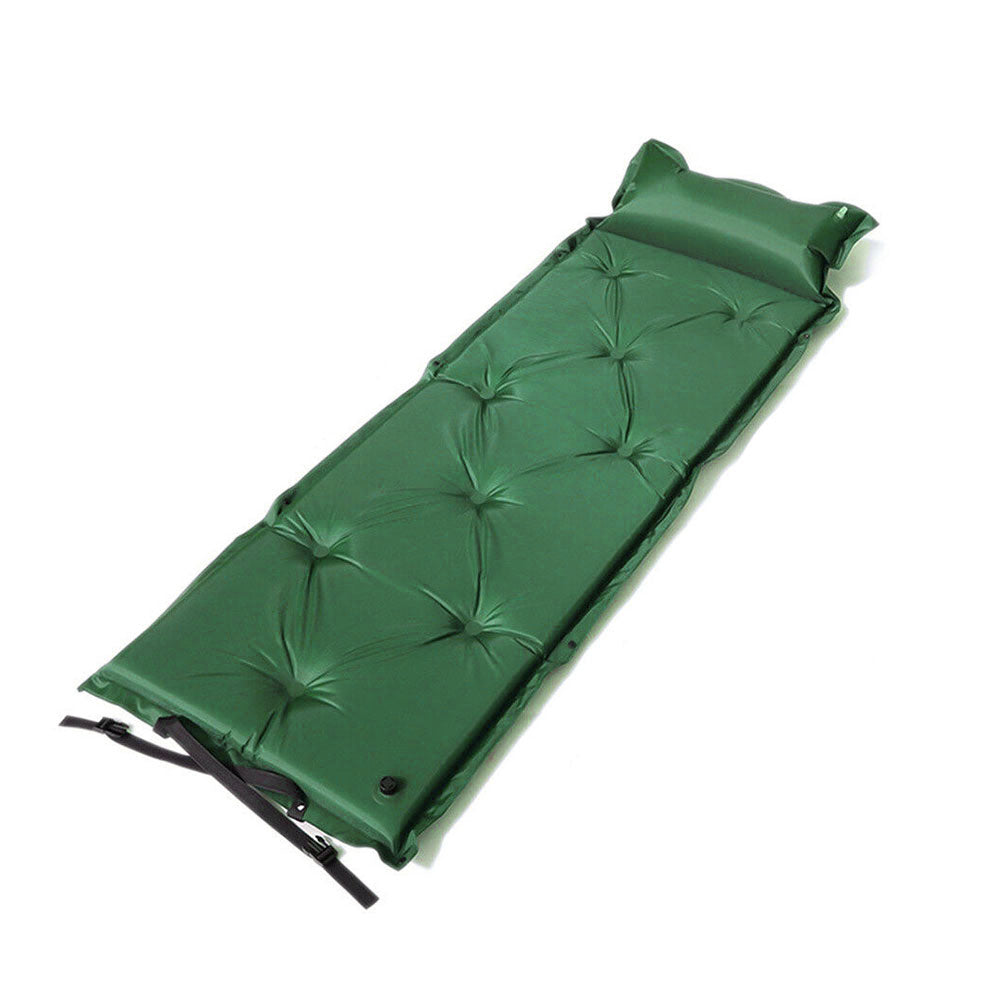 Self-Inflating Mattress | Camping Hiking Airbed | Sleeping Mat w/ Pillow Bag | Green