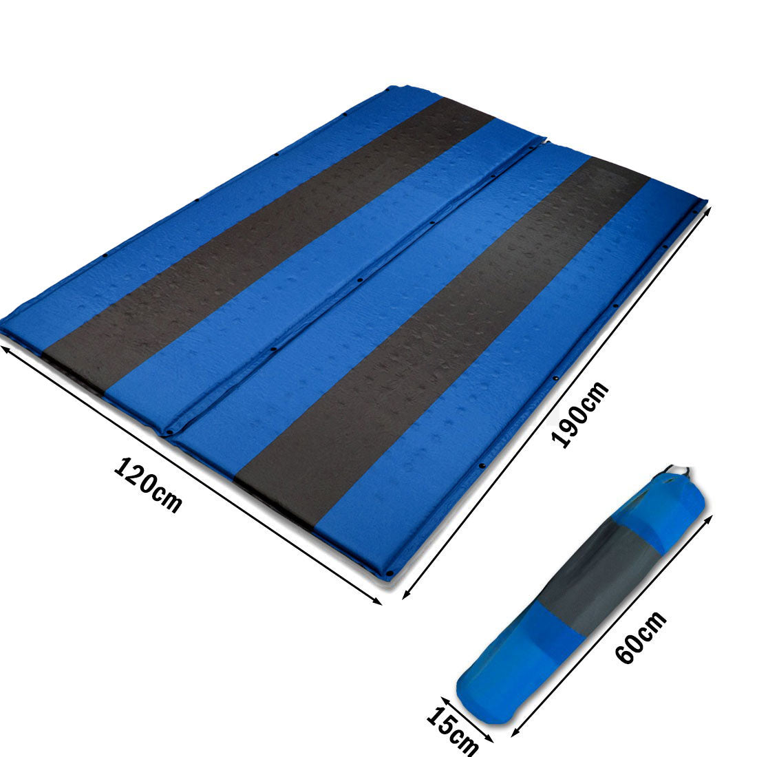 Double Self-Inflating Mattress | Sleeping Mat Air Bed | Joinable Camping Hiking | Blue