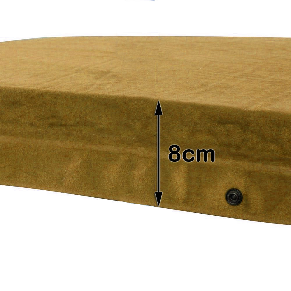 Double Self-Inflating Mattress | Suede Sleeping Mat Air Bed | Joinable Camping | Beige