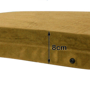 Double Self-Inflating Mattress | Suede Sleeping Mat Air Bed | Joinable Camping | Beige