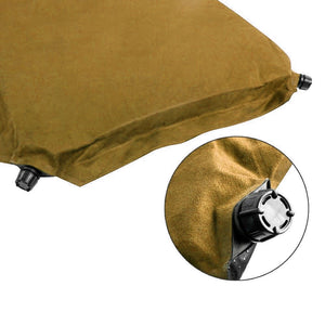 Double Self-Inflating Mattress | Suede Sleeping Mat Air Bed | Joinable Camping | Beige
