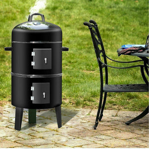 NEW 3-in-1 Portable Charcoal Vertical Smoker | BBQ Roaster Grill | Steel Water Steamer