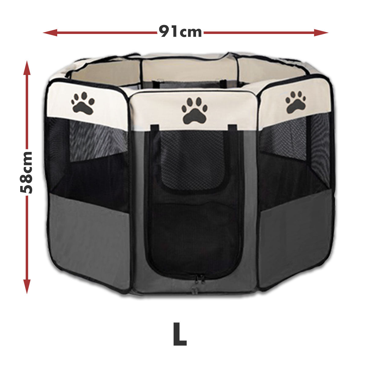 8-Panel Pet Playpen | Dog Puppy Cat Crate | Portable Tent Kennel | Large | Grey