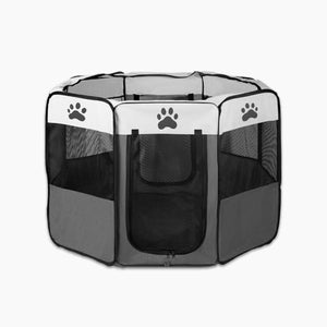 8-Panel Pet Playpen | Dog Puppy Cat Crate | Portable Tent Kennel | Medium | Grey