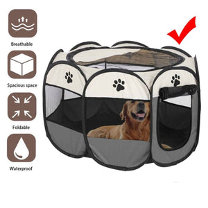8-Panel Pet Playpen | Dog Puppy Cat Crate | Portable Tent Kennel | Medium | Grey