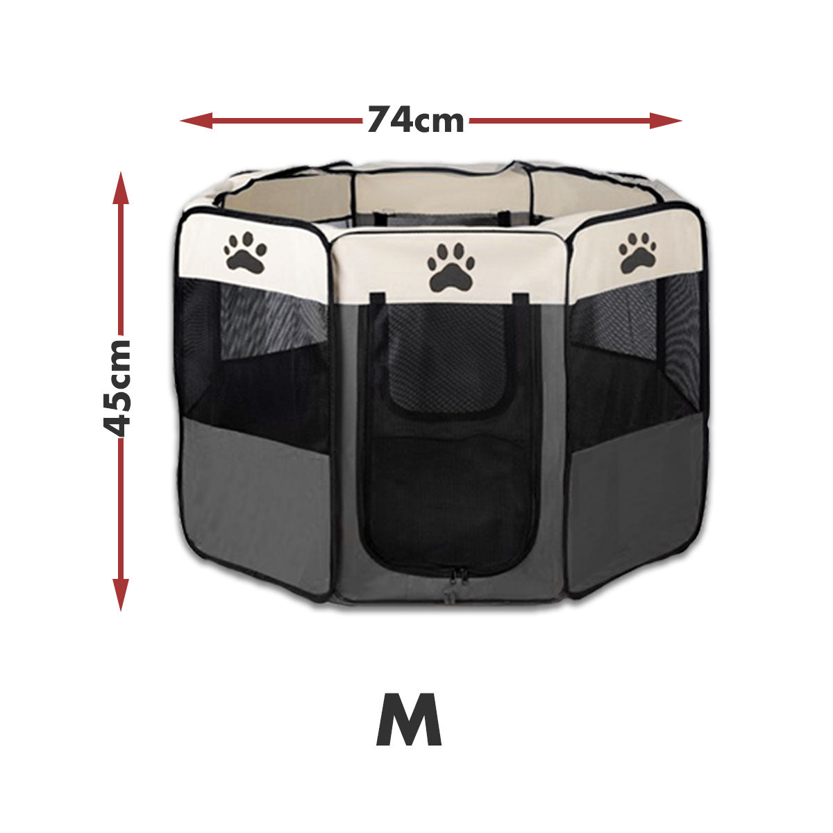 8-Panel Pet Playpen | Dog Puppy Cat Crate | Portable Tent Kennel | Medium | Grey