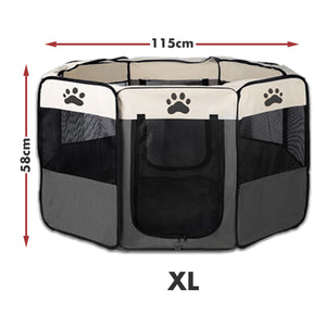 8-Panel Pet Playpen | Dog Puppy Cat Crate | Portable Tent Kennel | Extra Large | Grey