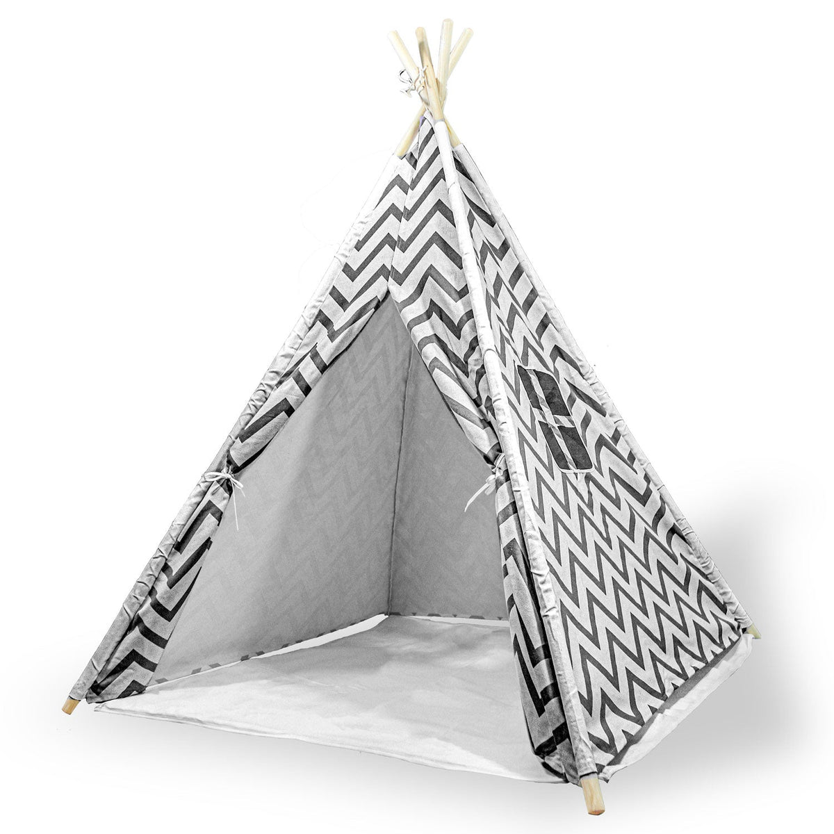 Giant Cotton Canvas Kids Teepee | Wigwam Pretend Play Tent | Indoor Outdoor Party | Black