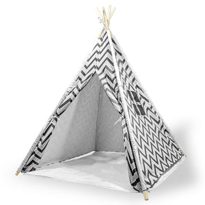 Giant Cotton Canvas Kids Teepee | Wigwam Pretend Play Tent | Indoor Outdoor Party | Black