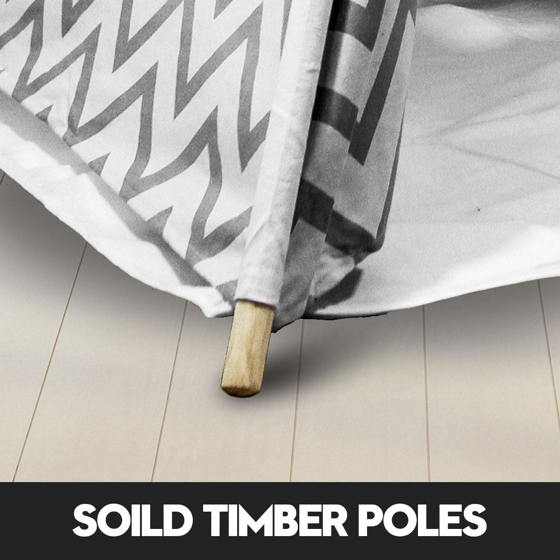 Giant Cotton Canvas Kids Teepee | Wigwam Pretend Play Tent | Indoor Outdoor Party | Black