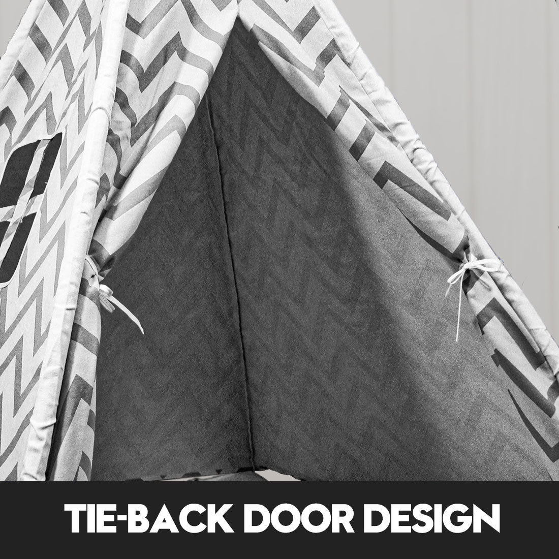 Giant Cotton Canvas Kids Teepee | Wigwam Pretend Play Tent | Indoor Outdoor Party | Black