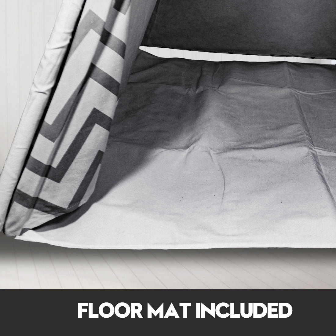 Giant Cotton Canvas Kids Teepee | Wigwam Pretend Play Tent | Indoor Outdoor Party | Black