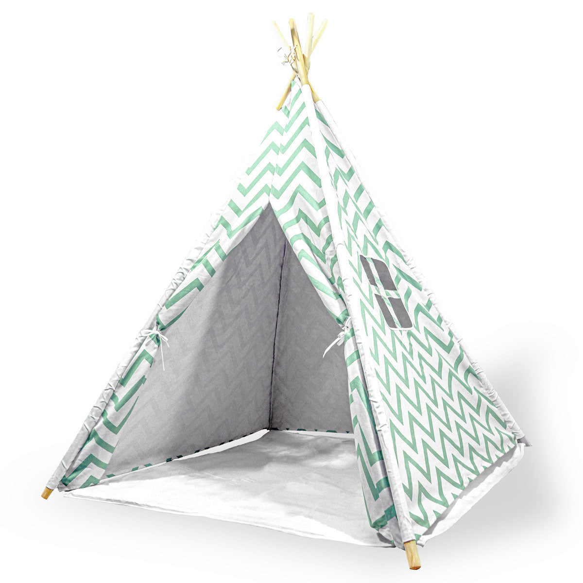 Giant Cotton Canvas Kids Teepee | Wigwam Pretend Play Tent | Indoor Outdoor Party | Green