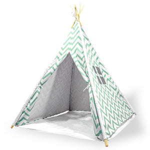 Giant Cotton Canvas Kids Teepee | Wigwam Pretend Play Tent | Indoor Outdoor Party | Green