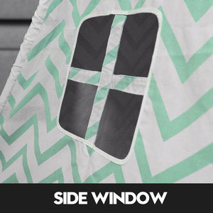 Giant Cotton Canvas Kids Teepee | Wigwam Pretend Play Tent | Indoor Outdoor Party | Green